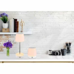 Luminaires Globo Lighting Éclairage Led|Carlos Lampe à poser LED Chrome, Blanc, 1 lumière