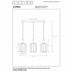 Luminaires Lucide Suspensions|CORINA Suspension Laiton, 3 lumières