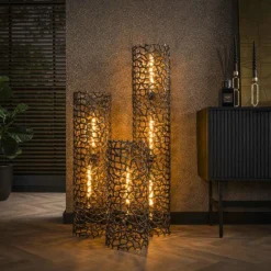 hofstein Lampadaires Et Lampes Sur Pied|Cortecega Lampadaire Noir, 3 lumières