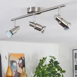 hofstein Spots Et Projecteurs|Crina Plafonnier, Spot de plafond Chrome, Nickel mat, 3 lumières