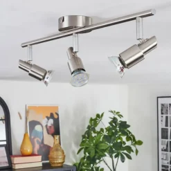 hofstein Spots Et Projecteurs|Crina Plafonnier, Spot de plafond Chrome, Nickel mat, 3 lumières