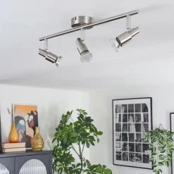 hofstein Spots Et Projecteurs|Crina Plafonnier, Spot de plafond Chrome, Nickel mat, 3 lumières