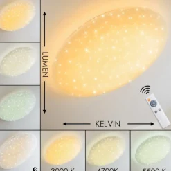 hofstein Éclairage Led|Deckenleuchte Plafonnier LED Blanc, 1 lumière, Télécommandes