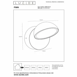 FINN Lampe murale d´extérieur Luminaires Lucide LED Blanc, 1 lumière, Détecteur de mouvement