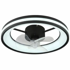 Gatian Ventilateur de plafond lumineux Luminaires Globo Lighting LED Noir, 1 lumière, Télécommandes