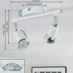 hofstein Spots Et Projecteurs|Gjedso Plafonnier, Spot de plafond LED Chrome, Blanc, 2 lumières