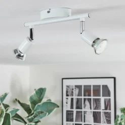 hofstein Spots Et Projecteurs|Gjedso Plafonnier, Spot de plafond LED Chrome, Blanc, 2 lumières
