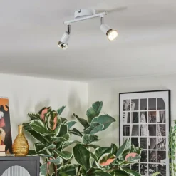 hofstein Spots Et Projecteurs|Gjedso Plafonnier, Spot de plafond LED Chrome, Blanc, 2 lumières