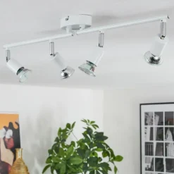 hofstein Spots Et Projecteurs|Gjedso Plafonnier, Spot de plafond LED Chrome, Blanc, 4 lumières
