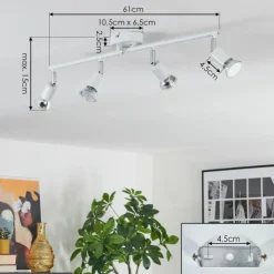 hofstein Spots Et Projecteurs|Gjedso Plafonnier, Spot de plafond LED Chrome, Blanc, 4 lumières