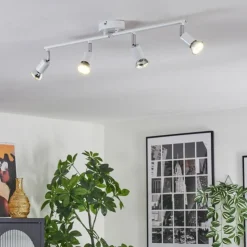 hofstein Spots Et Projecteurs|Gjedso Plafonnier, Spot de plafond LED Chrome, Blanc, 4 lumières