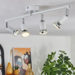 hofstein Spots Et Projecteurs|Gjedso Plafonnier, Spot de plafond LED Chrome, Blanc, 4 lumières
