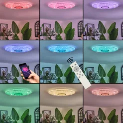 Gjevninge Plafonnier LED Argenté, Blanc, 1 lumière, Télécommandes