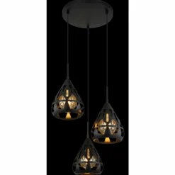 Luminaires Globo Lighting Suspensions|Hassan Suspension Noir, 3 lumières