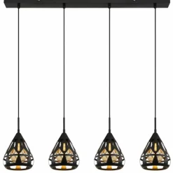Luminaires Globo Lighting Suspensions|Hassan Suspension Noir, 4 lumières