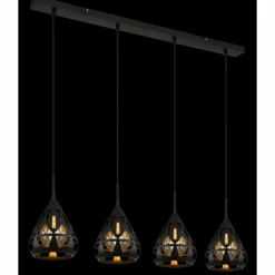 Luminaires Globo Lighting Suspensions|Hassan Suspension Noir, 4 lumières