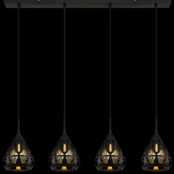 Luminaires Globo Lighting Suspensions|Hassan Suspension Noir, 4 lumières