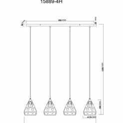 Luminaires Globo Lighting Suspensions|Hassan Suspension Noir, 4 lumières