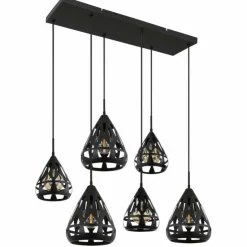 Luminaires Globo Lighting Suspensions|Hassan Suspension Noir, 6 lumières