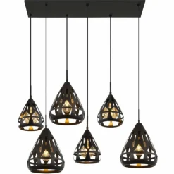 Luminaires Globo Lighting Suspensions|Hassan Suspension Noir, 6 lumières