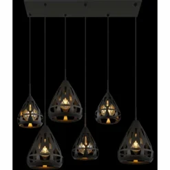 Luminaires Globo Lighting Suspensions|Hassan Suspension Noir, 6 lumières