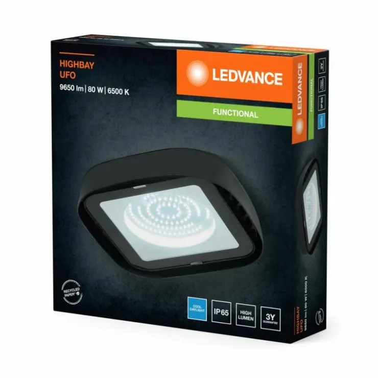 Luminaires Ledvance Éclairage Led|HIGHBAY Applique murale / Plafonnier LED Noir, 1 lumière
