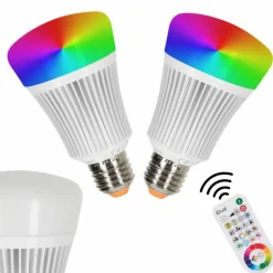 iDual E27 LED RGB 11 watt 2200-6500 Kelvin 806 lumen Lot de 2 avec télécommande