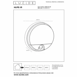 IR Lampe murale d´extérieur Luminaires Lucide LED Noir, 1 lumière, Détecteur de mouvement