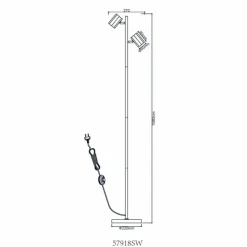 Luminaires Globo Lighting Lampadaires Et Lampes Sur Pied|James Lampadaire Blanc, 2 lumières