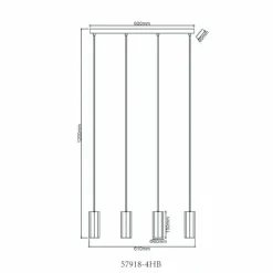 Luminaires Globo Lighting Suspensions|James Suspension Noir, 4 lumières