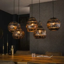 hofstein Suspensions|Jamprestes Suspension Brun, Noir, 5 lumières