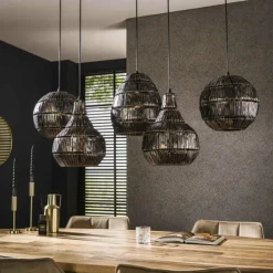 hofstein Suspensions|Jamprestes Suspension Brun, Noir, 5 lumières