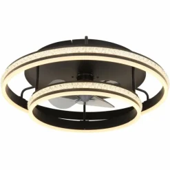 Kendall Ventilateur de plafond lumineux Luminaires Globo Lighting LED Noir, 1 lumière, Télécommandes
