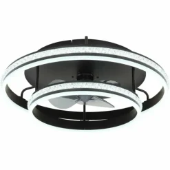 Kendall Ventilateur de plafond lumineux Luminaires Globo Lighting LED Noir, 1 lumière, Télécommandes