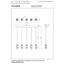 Luminaires Lucide Suspensions|KLIGANDE Suspension LED Noir, 5 lumières