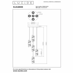 Luminaires Lucide Suspensions|KLIGANDE Suspension LED Noir, 5 lumières