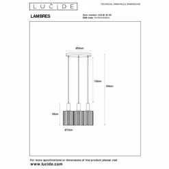 Luminaires Lucide Suspensions|LAMBRES Suspension Noir, 3 lumières