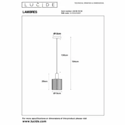 Luminaires Lucide Suspensions|LAMBRES Suspension Noir, 1 lumière