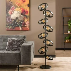hofstein Lampadaires Et Lampes Sur Pied|Lampadaire Hover Anthracite, 8 lumières