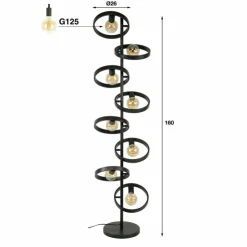 hofstein Lampadaires Et Lampes Sur Pied|Lampadaire Hover Anthracite, 8 lumières