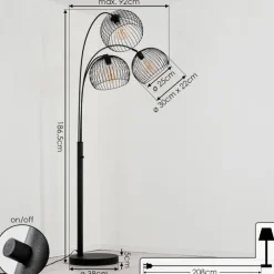 hofstein Lampadaires Et Lampes Sur Pied|Lampadaire Mossay Noir, 3 lumières
