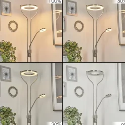 hofstein Lampadaires Et Lampes Sur Pied|Lampadaire à vasque Plouescat LED Nickel mat, 2 lumières
