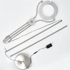 hofstein Lampadaires Et Lampes Sur Pied|Lampadaire à vasque Plouescat LED Nickel mat, 2 lumières