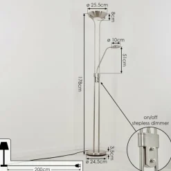 hofstein Lampadaires Et Lampes Sur Pied|Lampadaire à vasque Rom Nickel mat, 2 lumières