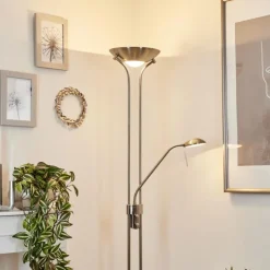 hofstein Lampadaires Et Lampes Sur Pied|Lampadaire à vasque Rom Nickel mat, 2 lumières