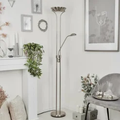 hofstein Lampadaires Et Lampes Sur Pied|Lampadaire à vasque Rom Nickel mat, 2 lumières