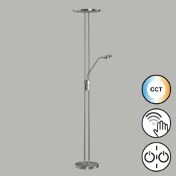 Luminaires Fischer & Honsel Lampadaires Et Lampes Sur Pied|Lampadaire à vasque Fischer & Honsel Driva LED Nickel mat, 1 lumière