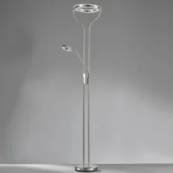 Luminaires Fischer & Honsel Lampadaires Et Lampes Sur Pied|Lampadaire à vasque Fischer & Honsel Davos LED Nickel mat, 1 lumière