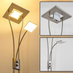 hofstein Éclairage Led|Lampadaire à vasque KIMBA LED Nickel mat, 3 lumières