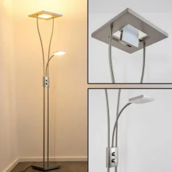 hofstein Éclairage Led|Lampadaire à vasque KIMBA LED Nickel mat, 3 lumières